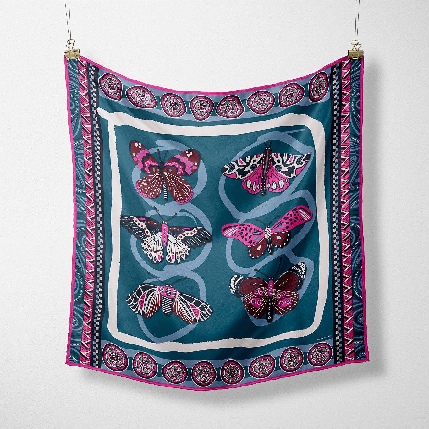The Belle silk scarf — hand-drawn CB Grey design