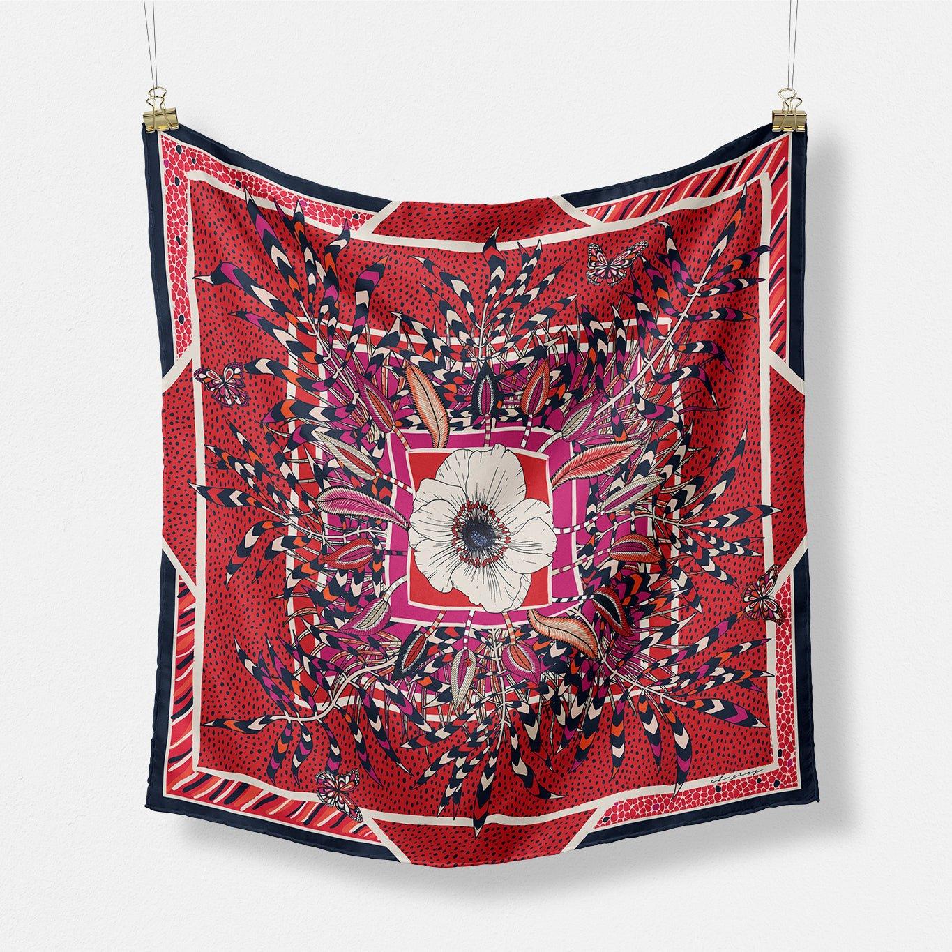The Catherine silk scarf — hand-drawn CB Grey design