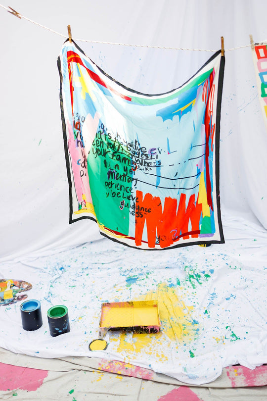 CB Grey x Elise Lyon Silk Scarf - CB Grey - Scarf