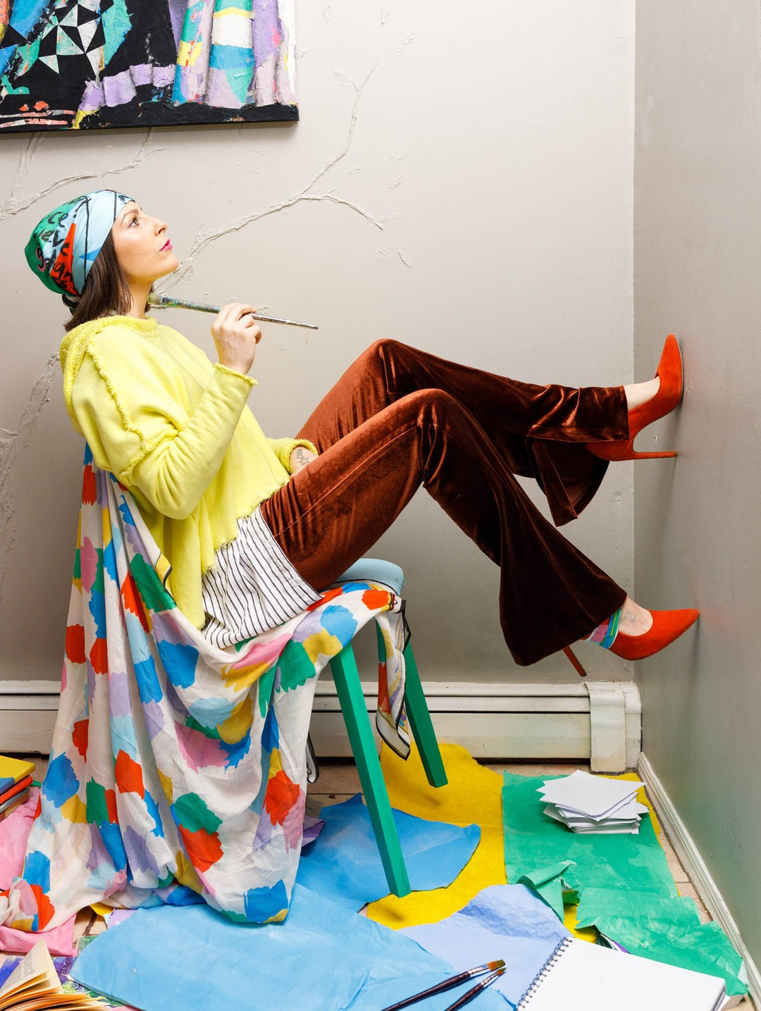 CB Grey x Elise Lyon Silk Scarf - CB Grey - Scarf