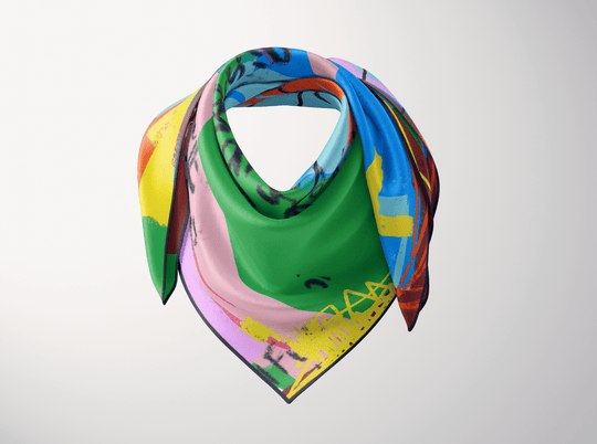 CB Grey x Elise Lyon Silk Scarf - CB Grey - Scarf