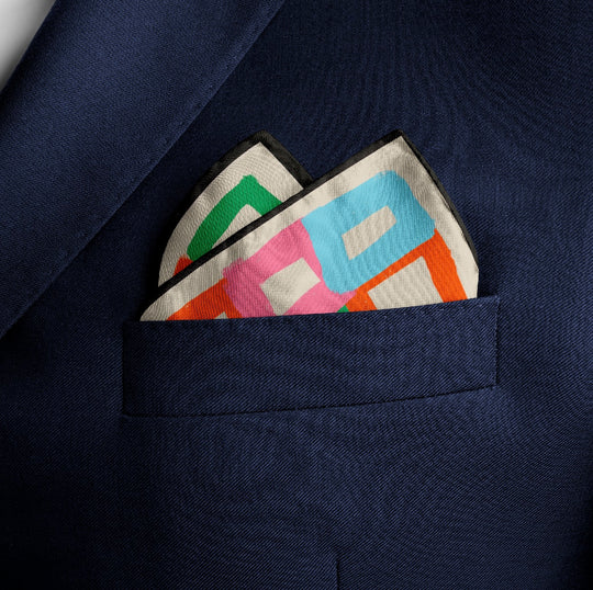 CB Grey x Elise Lyon Pocket Square - CB Grey