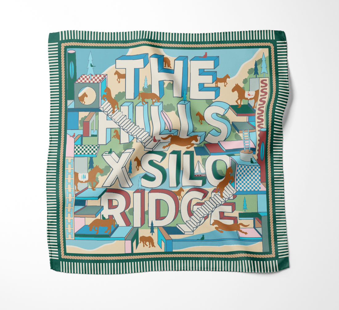 Custom CB Grey silk scarves for Discovery Land clubs.