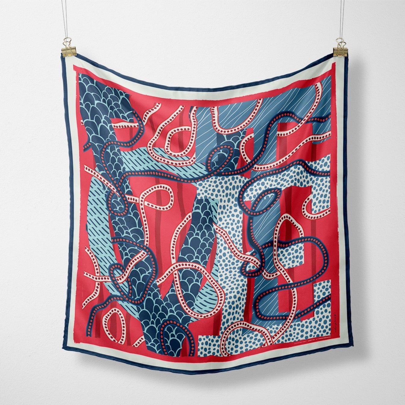 The Ellis silk scarf — hand-drawn CB Grey design