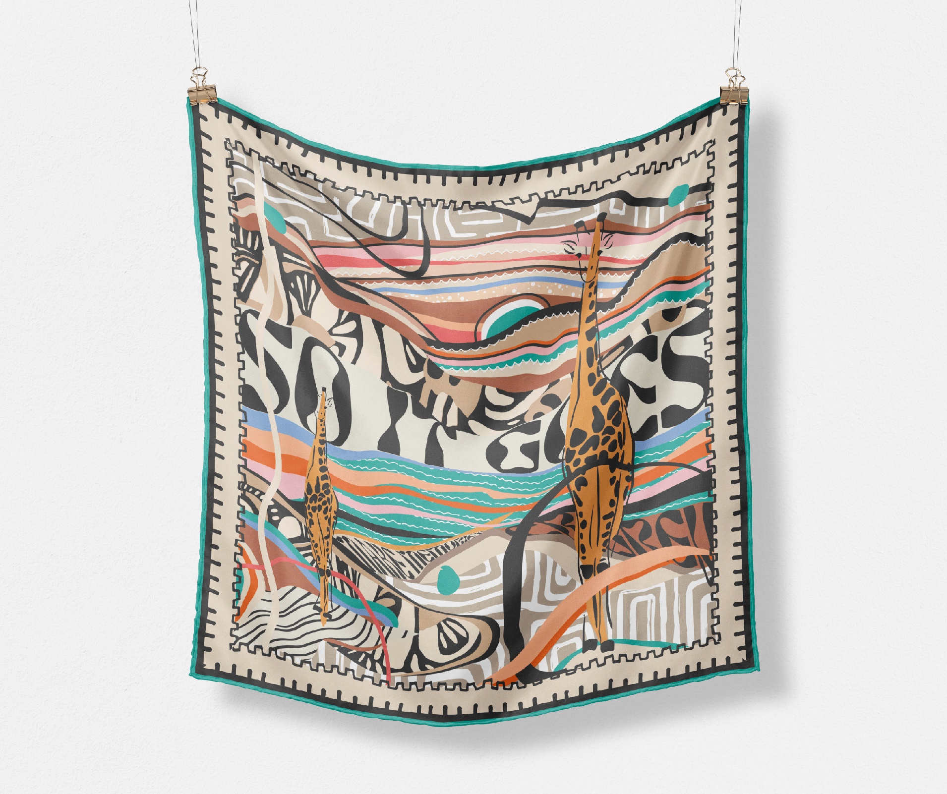 The Pippa silk scarf — hand-drawn CB Grey design