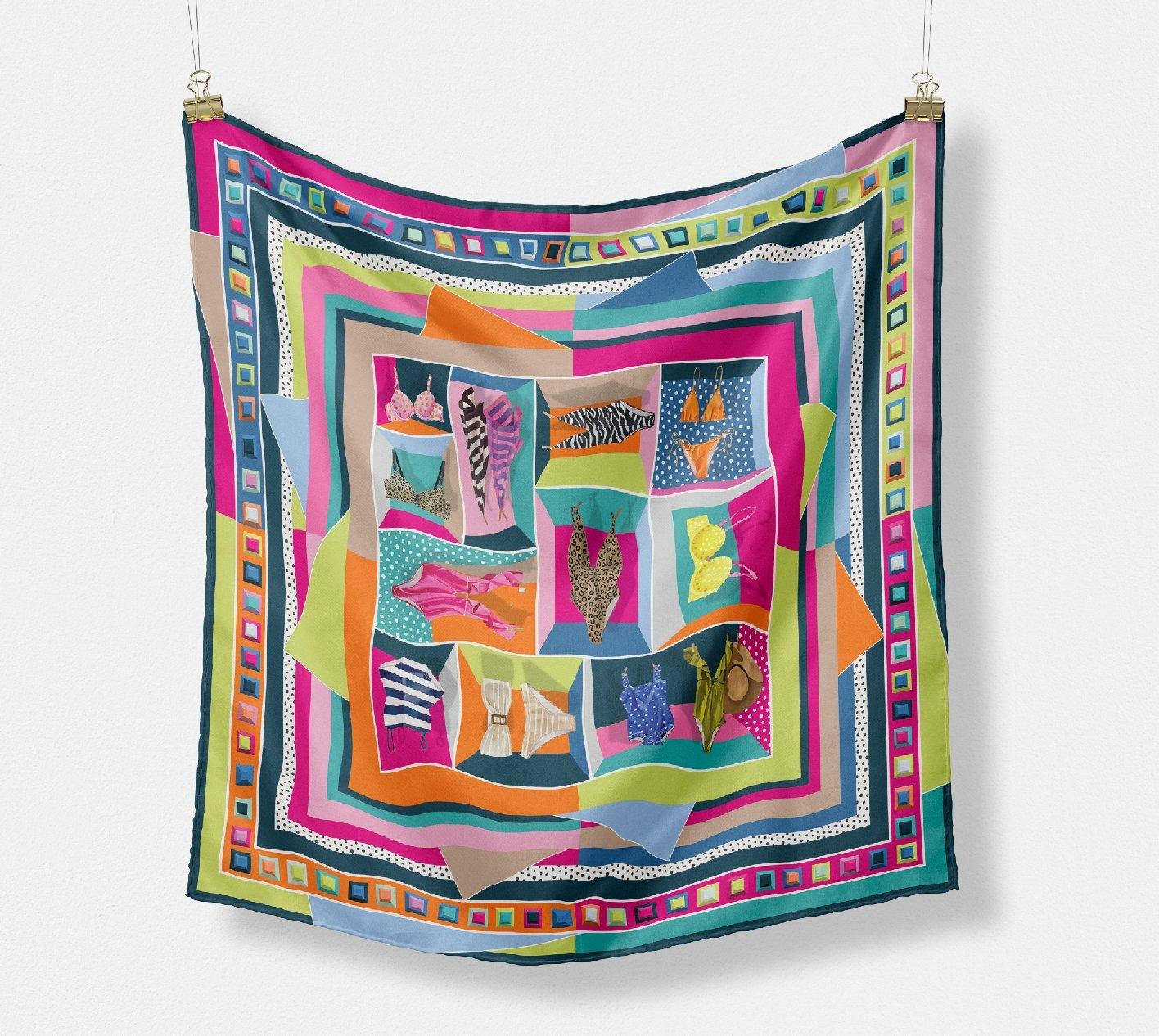 The Brooke silk scarf — hand-drawn CB Grey design