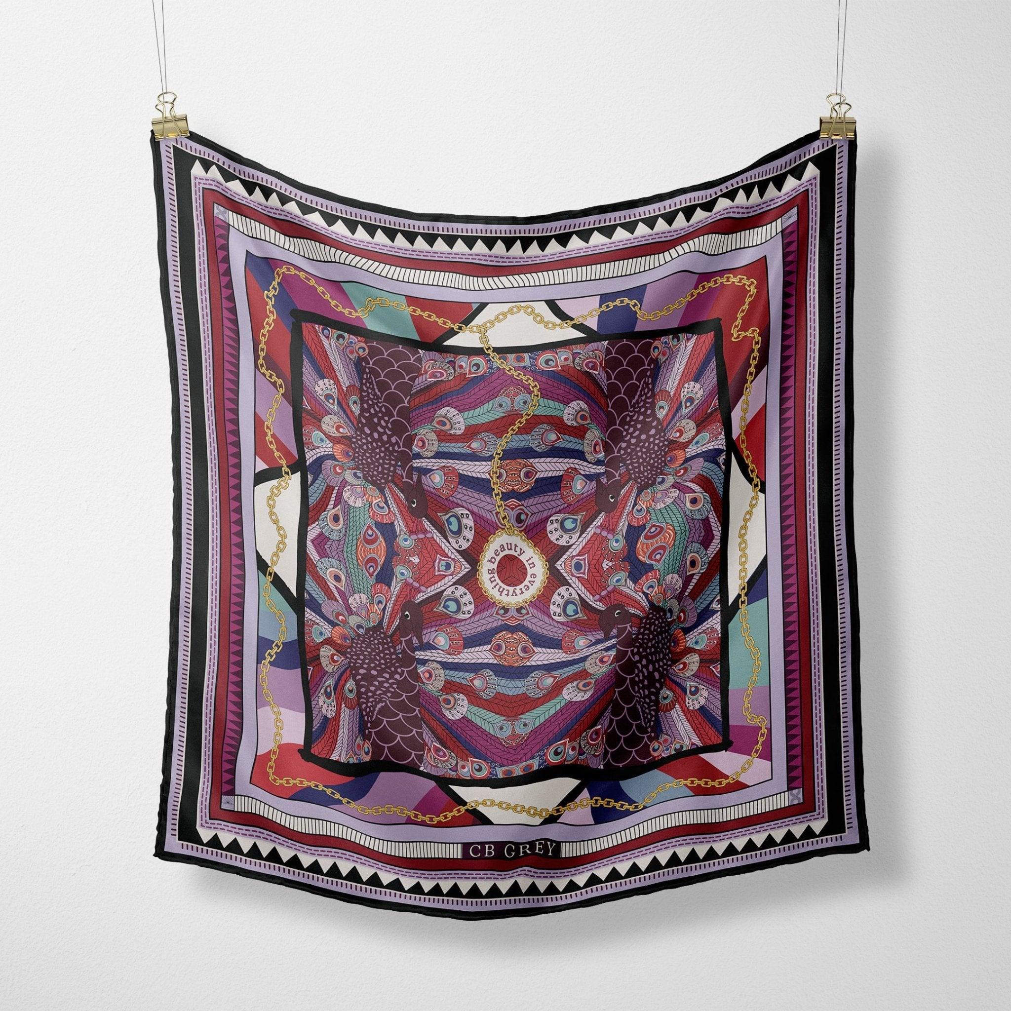 The Kathy silk scarf — hand-drawn CB Grey design