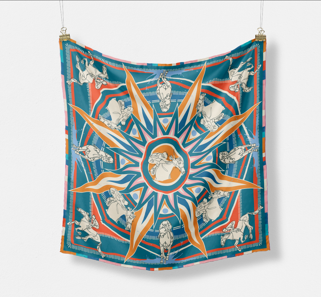 The Jenn silk scarf — hand-drawn CB Grey design