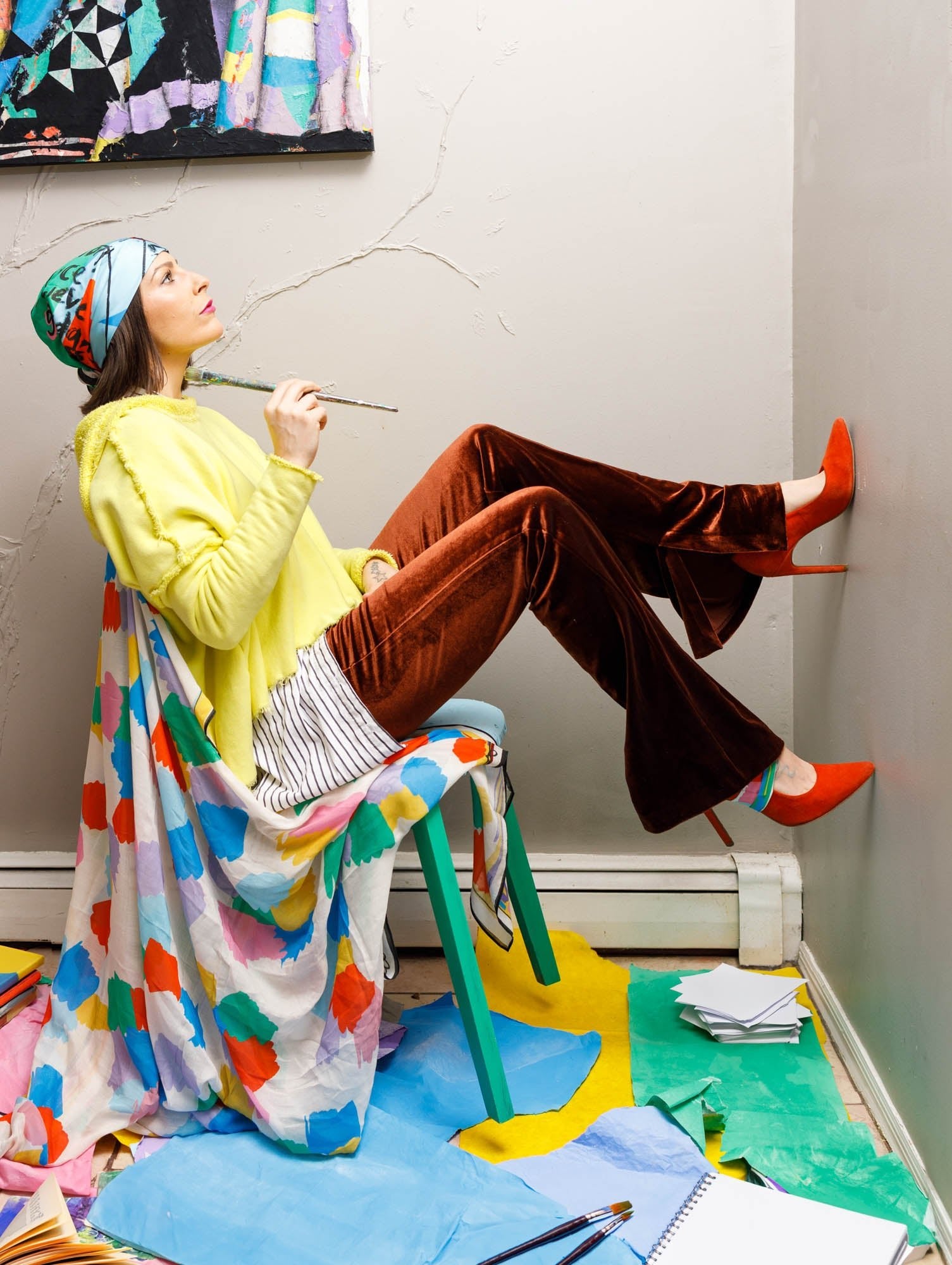 CB Grey x Elise Lyon Silk Scarf - CB Grey - Scarf