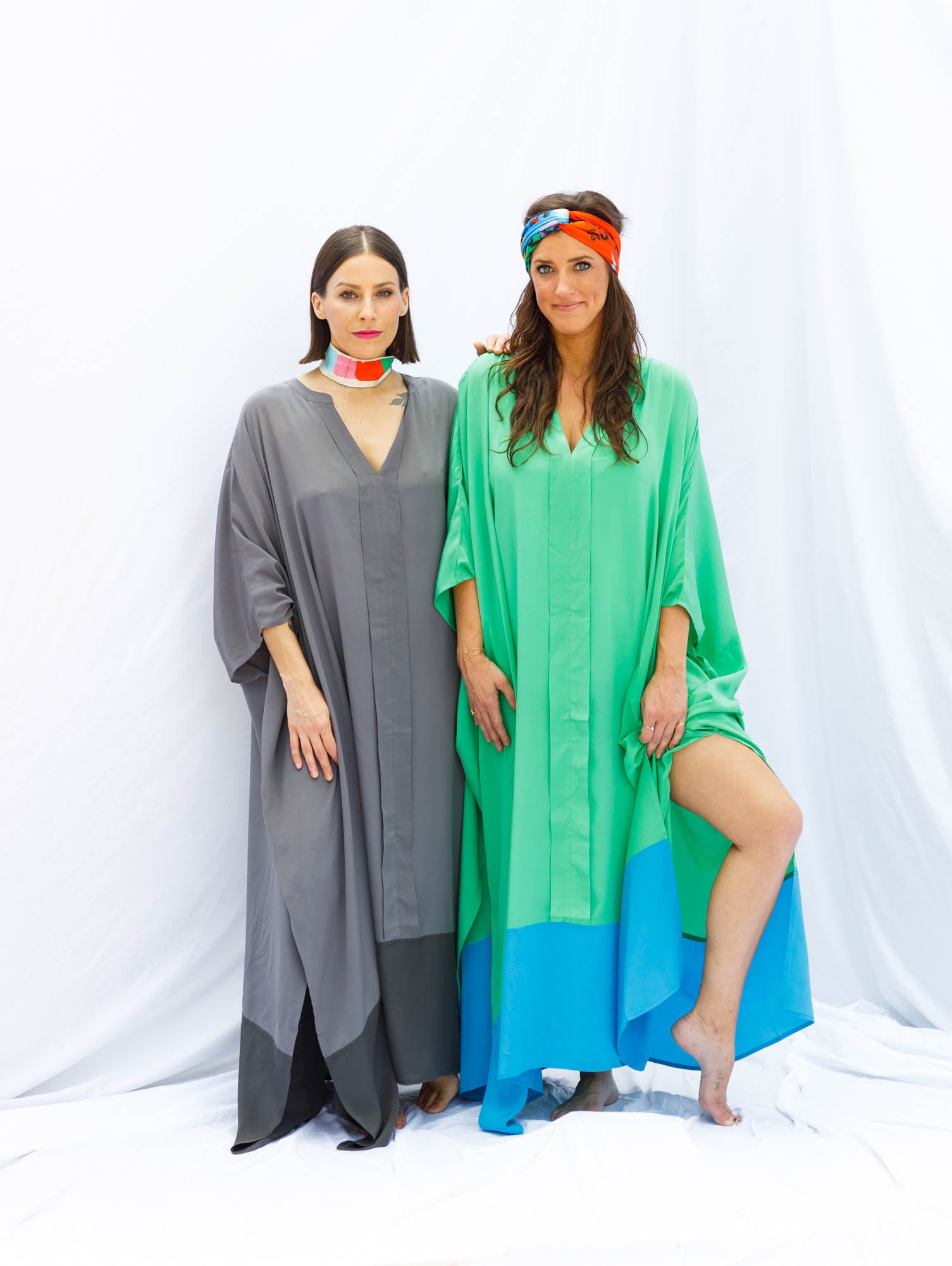 CB Grey x Elise Lyon Silk Caftan - CB Grey - 