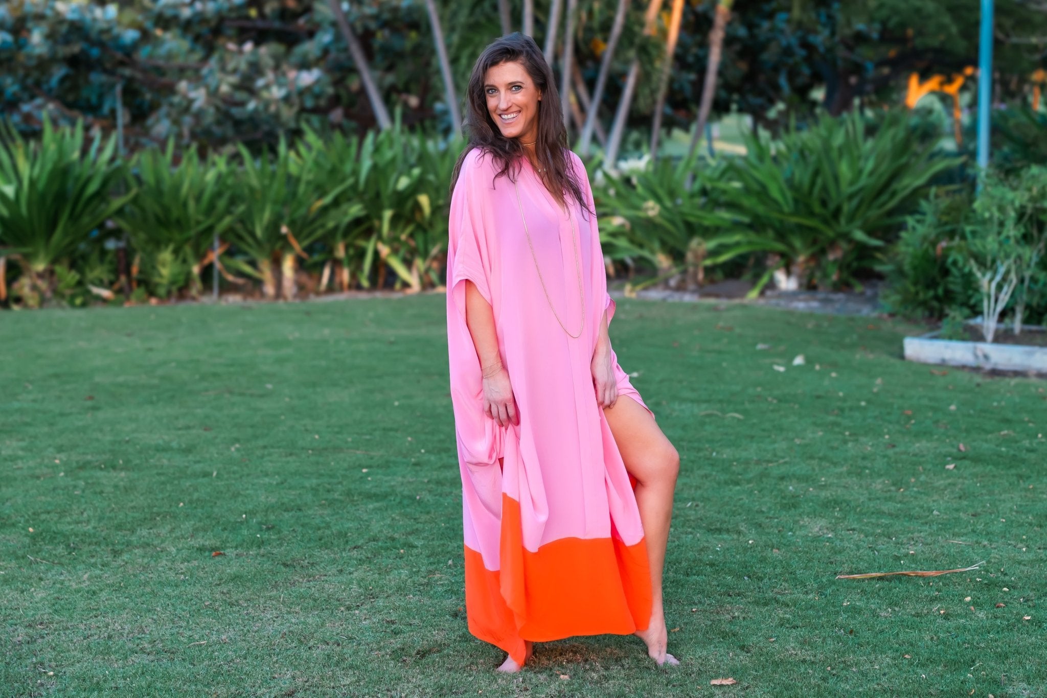 CB Grey x Elise Lyon Silk Caftan - CB Grey - 