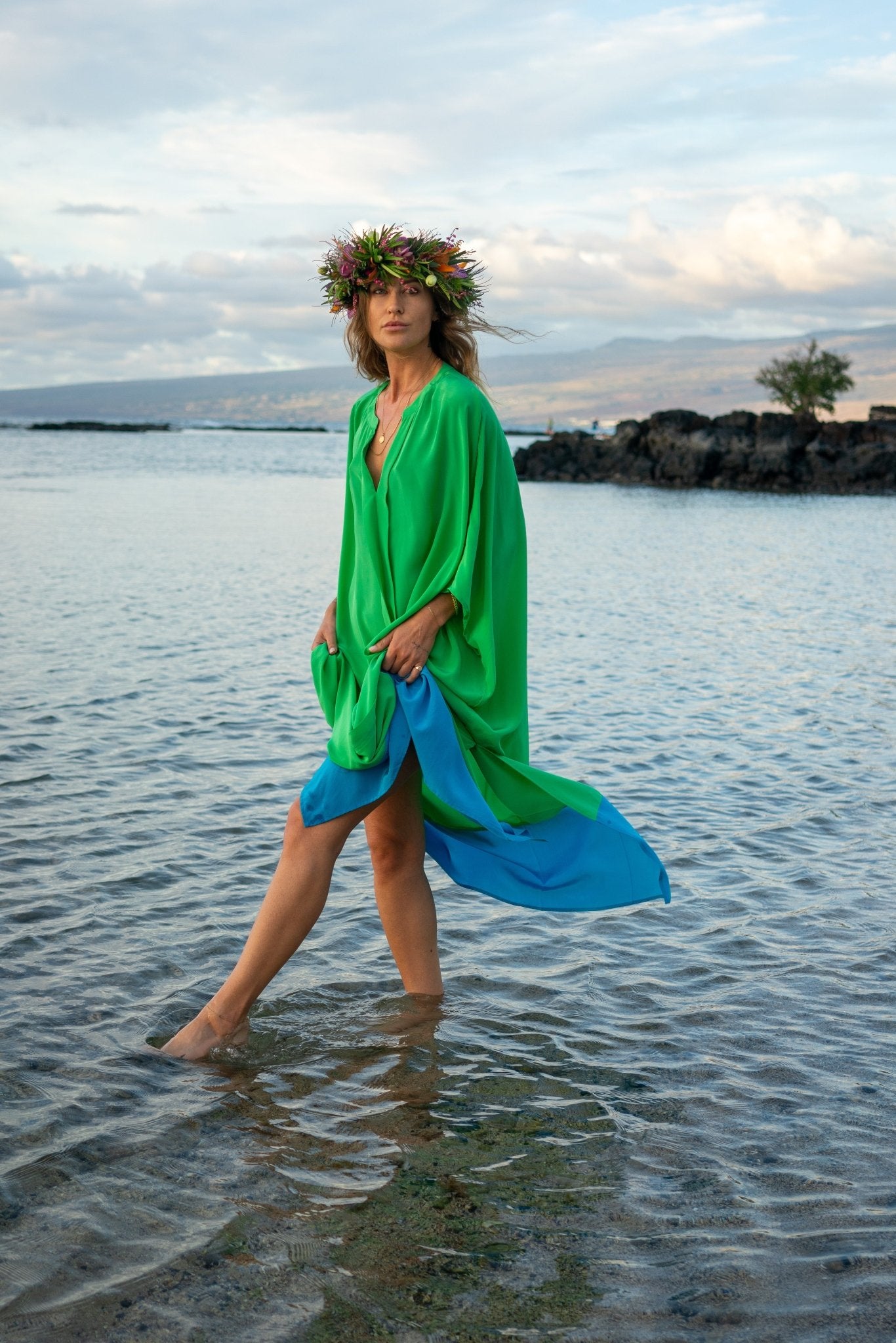 CB Grey x Elise Lyon Silk Caftan - CB Grey - 