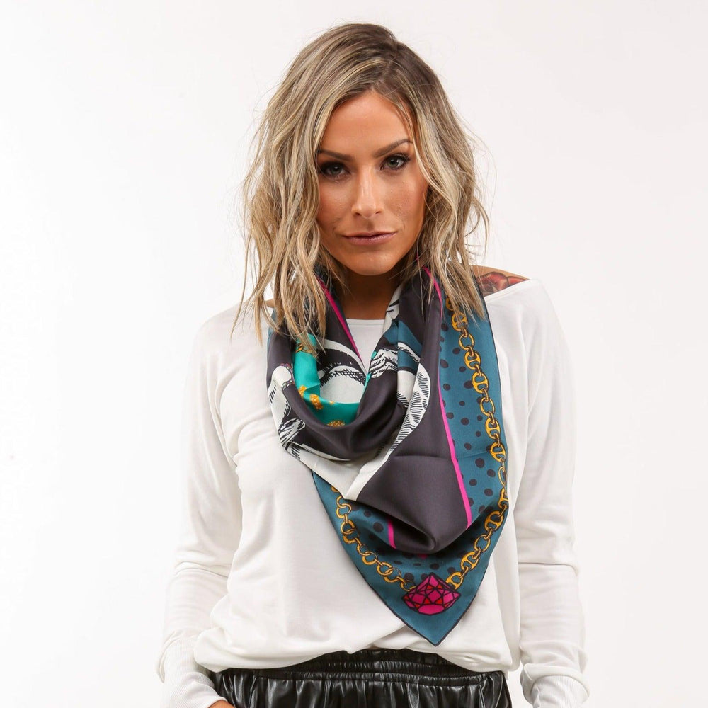 The Kat Silk Scarf - CB Grey