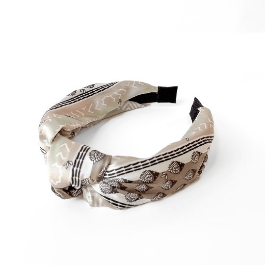 The Cheryl Silk Knotted Headband - CB Grey - Headband